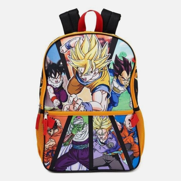 New Dragon Ball Z Goku Sublimated 17" Backpack Bag 5 Piece Set Lunch Tote Case - Picture 2 of 4